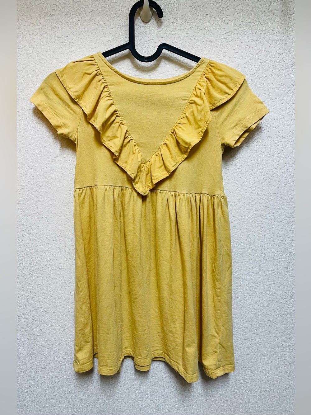 H&M Girls' Yellow Ruffle Swing Dress 100% Cotton Summer Casual Size 6x/7